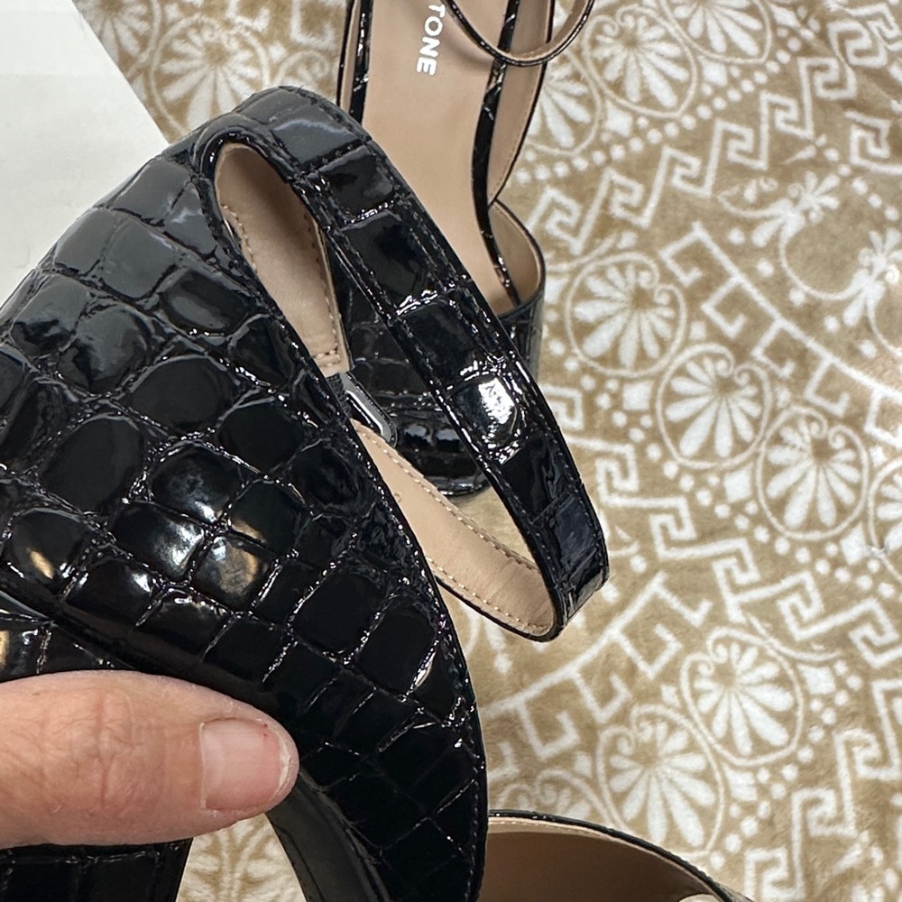 Sun + Stone Glossy Black Croc Heels - Picture 7 of 12
